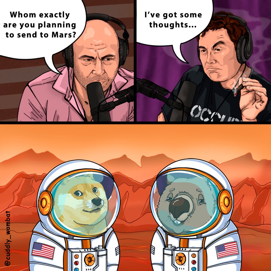 cuddly_wombat's tweet photo. Next mission to the Mars😁@elonmusk @joerogan

#cryptomeme #cryptomemes #dogecoin #joeroganmemes #joerogan #joeroganexperience #elonmusk #elonmuskmemes #nftmemes #nftcommunity #nftart #nfts #missionmars https://t.co/t2pliufubP