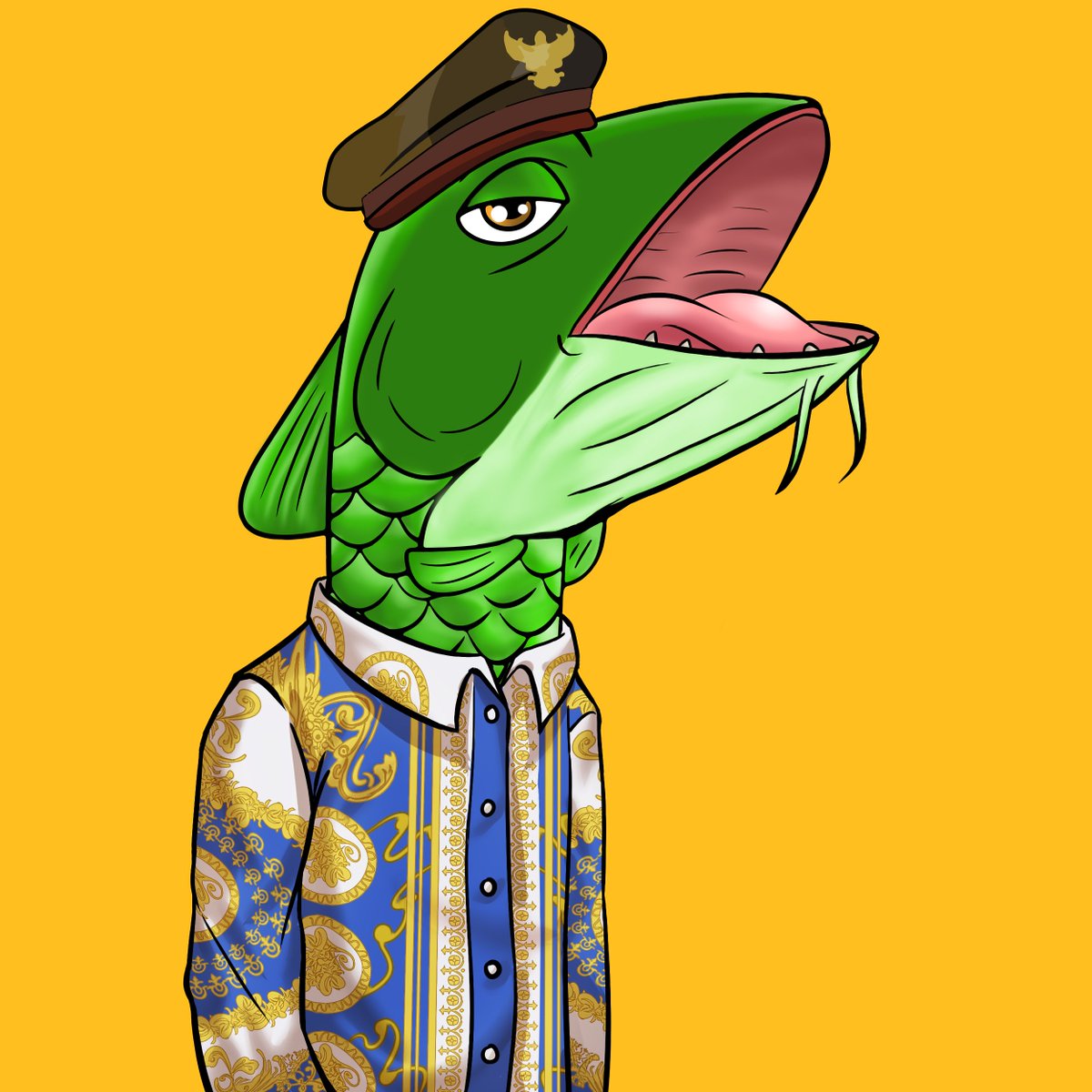 BoredDragonFish's tweet photo. Bored Dragon Fish #122 with a #versaceshirt #nft #protonxpr $XPR #NFTCollection #arowana #boreddragonfish https://t.co/Nij9I8v9I4