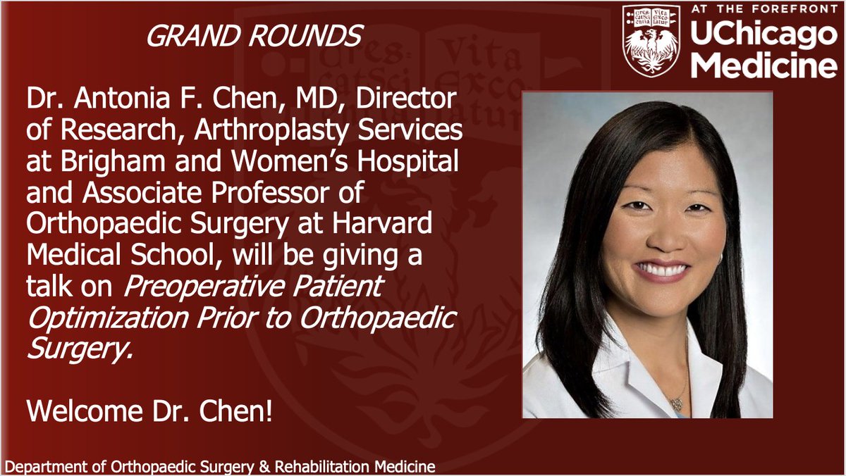 So excited for <a href="/DrAntoniaChen/">Antonia Chen</a> to present at our Grand Rounds tomorrow!