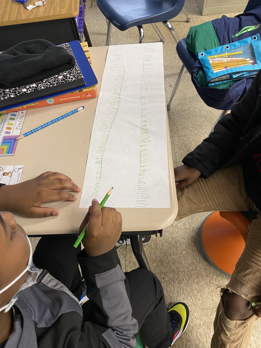 To get some practice with measurement, we created our own beanstalks and measured the length of the entire beanstalk as well as the length of each leaf. We used this data to create a line plot.