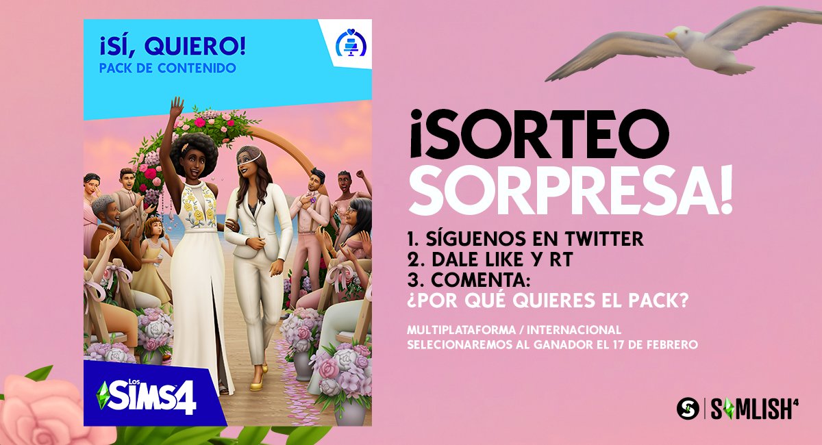 「SORTEO📢」

Tu sitio de noticias favorito te trae el mega sorteo que estabas esperando. 🤭 Gana una copia de Los Sims 4 ¡Sí, quiero! Pack de Contenido.💍👰💖💐🤵 Participar es muy fácil.

¡Dale RT🔄 y que vivan los novios!!

👇TODA LA INFO👇