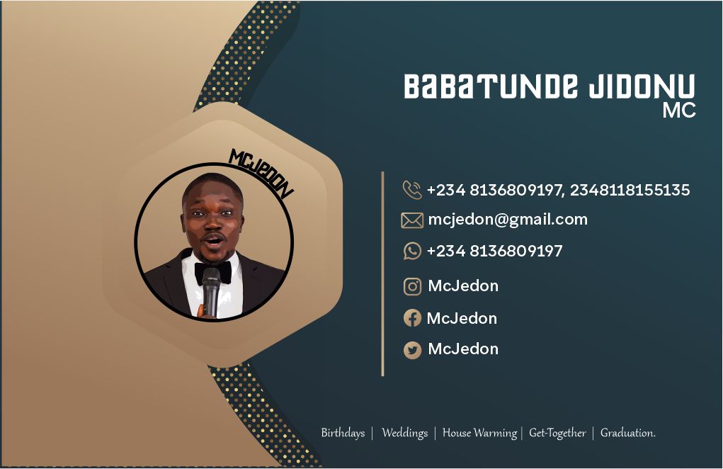 jedondadon's tweet photo. Hey there,

My name is Oluwatomiwa Babatunde Jidonu also known as Mc Jedon. I am a professional Master of Ceremony. I bring all the excitement to your event with a touch of class.

My dms are open &amp; my call lines are available.

Book us today 😉 https://t.co/3QF7M12w19