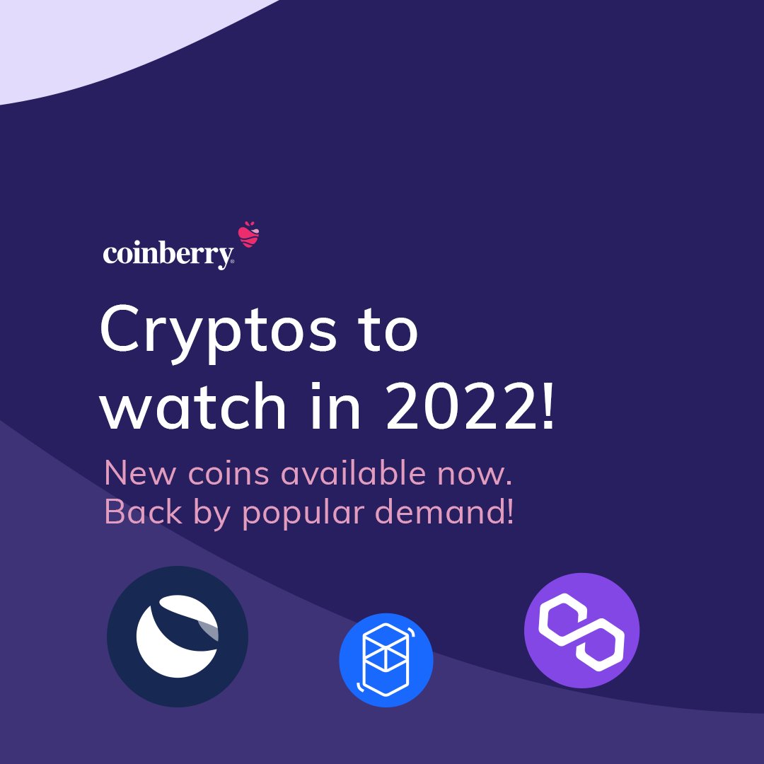 In the news and now on Coinberry: top-trading crypto!
🆙 3 new coins now available! 🆙
Fantom (FTM)
Luna (CRV)
Polygon (MATIC)

Head over to your Coinberry account and start trading now!