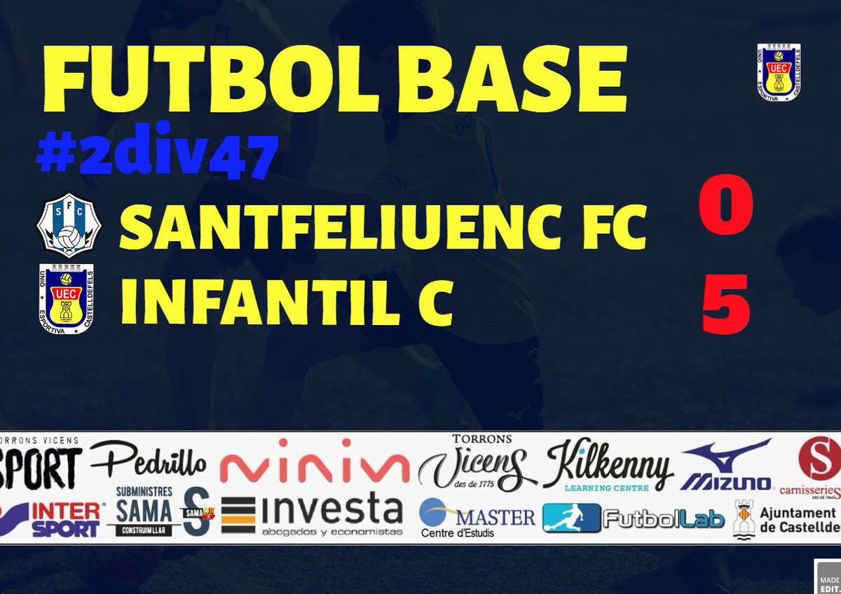 uecastelldefels's tweet photo. #FutbolBaseUEC | 🟡🔵
✅ @SantfeliuencFC - INFANTIL C: 0-5 (Nico Jerez 2, Eric Mulero 2, Catalin)
#SomHiGrocs #2div47 #IC https://t.co/eS4JxdJ4Sr