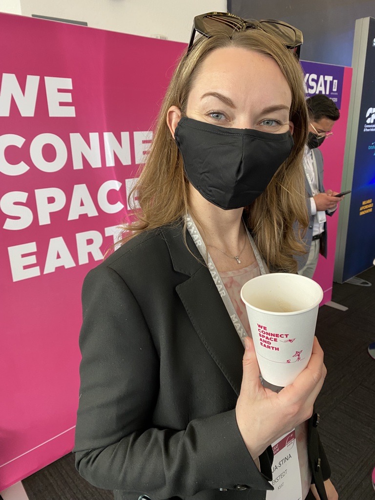 KSAT_Kongsberg's tweet photo. We are enjoying #SmallSat2022. 🛰 Come by our booth and have a chat with our team on how we can help you Connect Space and Earth! #smallsats #groundnetwork #WeConnectSpaceAndEarth https://t.co/2pgdH05Kzd