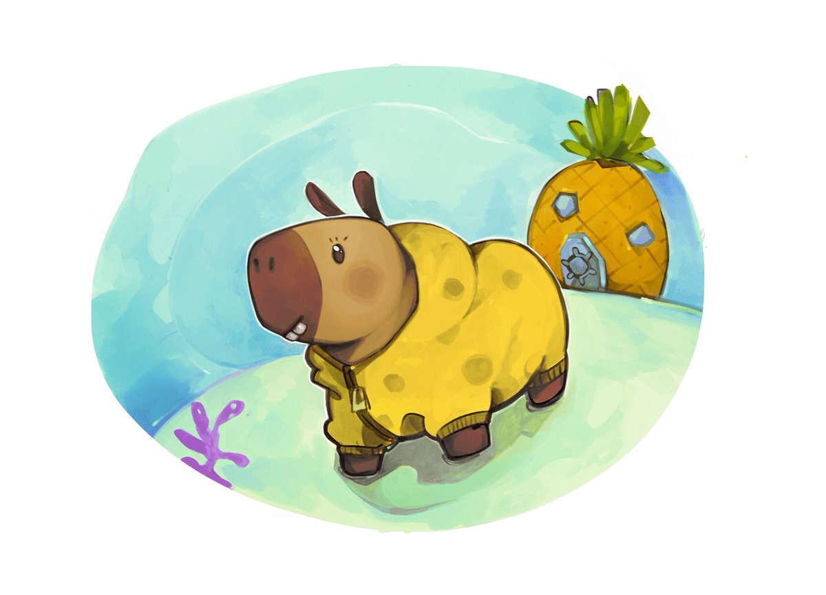 daily capybara #103, guest artist: spongebob