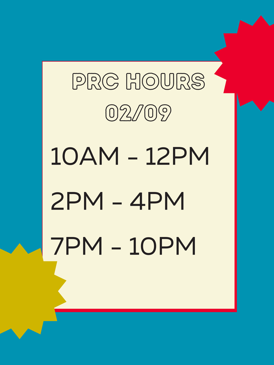 MoStatePRC's tweet image. Here are the hours for tomorrow (02/09)