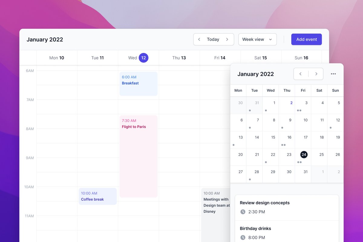 Deployed my first new Tailwind UI category this week — calendars! 🗓

These turned out to be more tricky than I originally expected, but I think they turned out super well. I'm especially proud of the mobile views.

👀 Take a peek 👇

tailwindui.com/components/app…