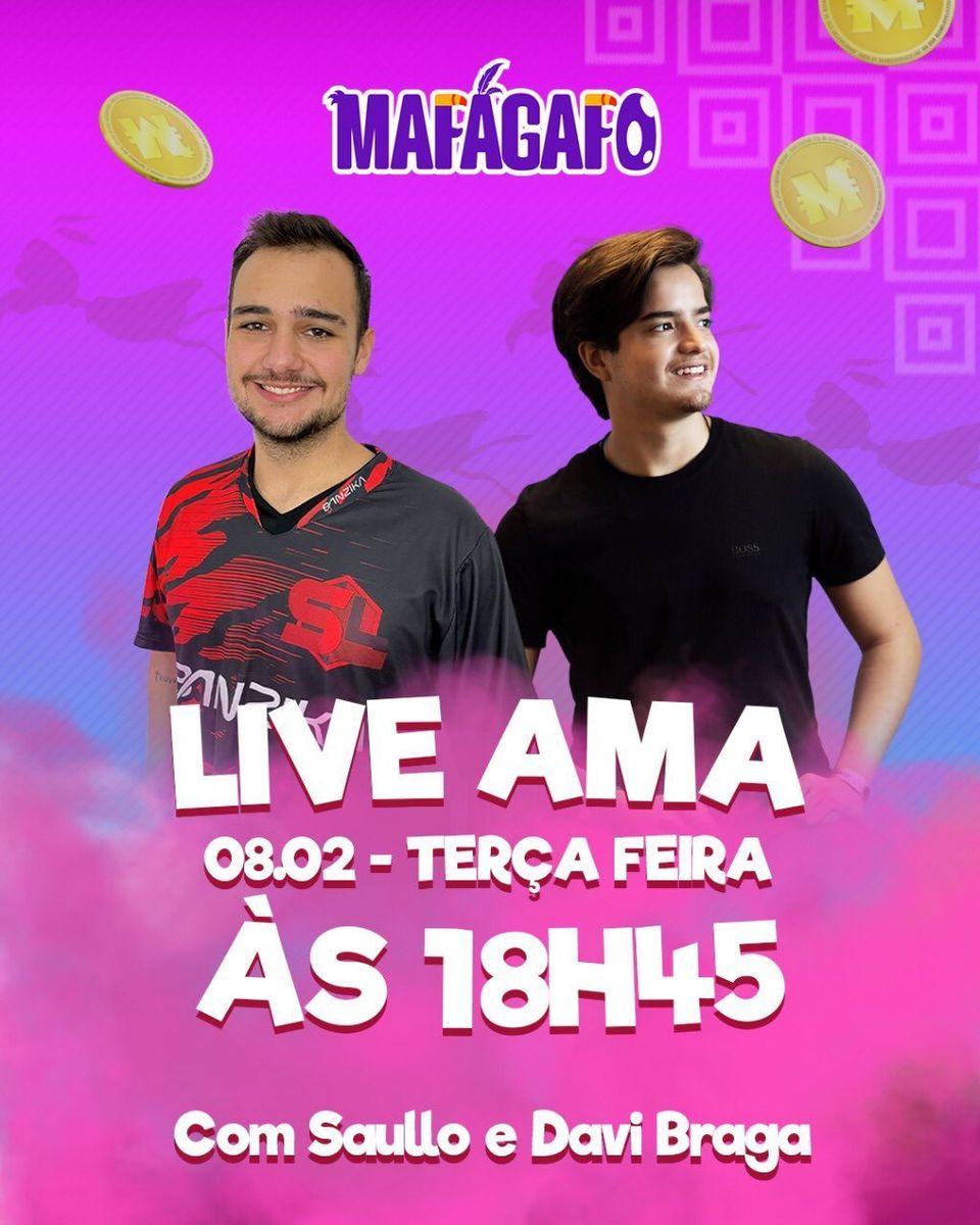 (AO VIVO) AMA com MAFAGAFO + Sorteio R$1000 no PIX
twitch.tv/saullo
twitch.tv/saullo