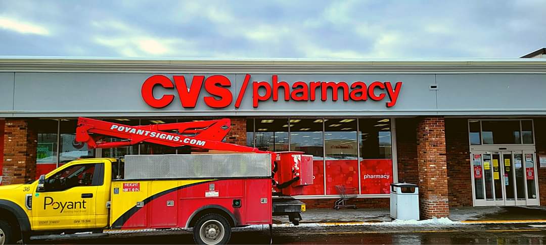 When all the faces on these CVS/Pharmacy channel letters were destroyed, we came to the rescue to replace all the faces! Installer Matt Poitras installed 13 new faces at this location, leaving them with channel letters that look brand new! 

#CVS #Service #NH #Retail #Signage