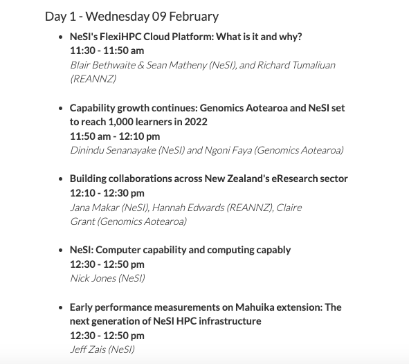 NeSI (@nesi_nz) on Twitter photo Attending #eResearchNZ2022? Catch the NeSI team at these talks this morning, co-presenting in some of them with collaborators at <a href="/REANNZ/">REANNZ - Research & Education Advanced Network NZ</a> & <a href="/GenomicsNZ/">GenomicsAotearoa</a> 🤝 Attending #eResearchNZ2022? Catch the NeSI team at these talks this morning, co-presenting in some of them with collaborators at <a href="/REANNZ/">REANNZ - Research & Education Advanced Network NZ</a> & <a href="/GenomicsNZ/">GenomicsAotearoa</a> 🤝