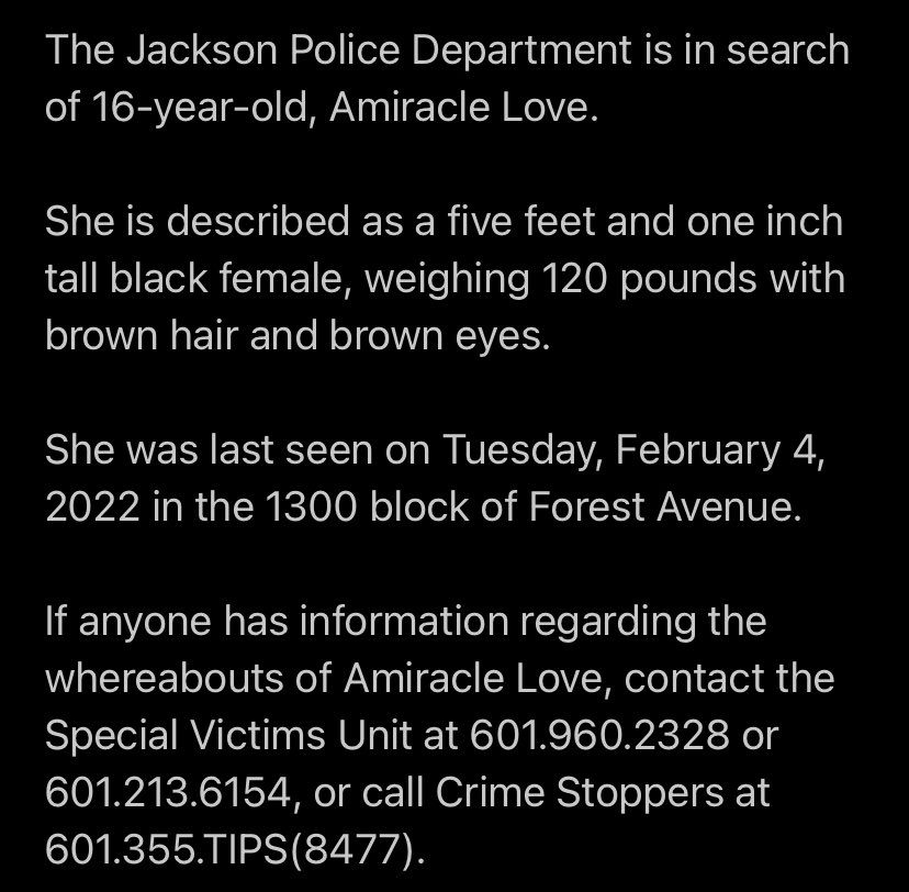 JacksonMSPolice's tweet photo. #MissingRunaway https://t.co/Ua6UVWVORP