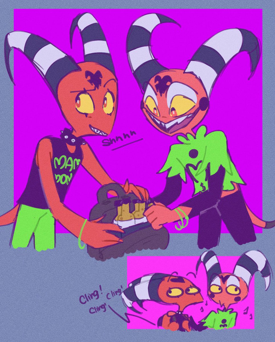 Blitzo Week, Day 3!
These two. If we get merch of their teen romance I ->WILL<- have a heart attack. 
#HelluvaBoss #BlitzoWeek #Blitzo #Fizzarolli #HelluvaBossFizzarolli