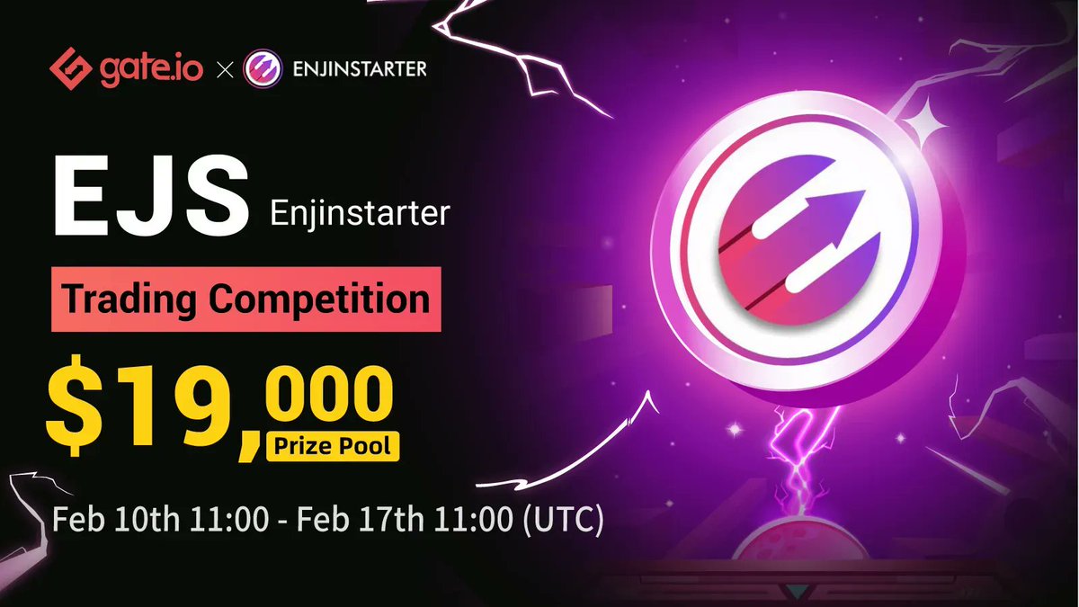 Gate's tweet photo. https://t.co/8kWqgEeplL @enjinstarter Trading Competition 
💎 Mega Rewards of $19,000 #EJS Up for Grab

Time: Feb 10th - Feb 17th, 11:00 (UTC) 

Participate Now 👉 https://t.co/2XXR3DNfPJ
Giveaway 👉 https://t.co/Zlj4DhlsCk

More Details: https://t.co/dsV6yjvBzo

#Gateio https://t.co/2gx77Tmibx