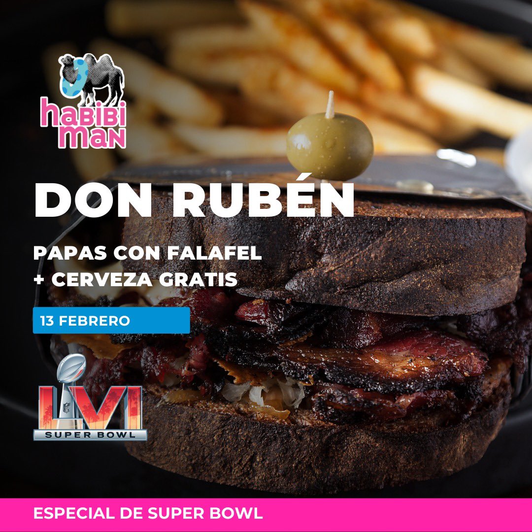 HabibiManMx's tweet photo. ¿Ya tienen plan para el #SuperBowl? 
Pastrami con queso suizo en pan de masa madre siempre es el mejor plan. 
Aparta tu Don Rubén 🍺🍞
📍Obrero Mundial 634
📞 55 89 43 25 46 https://t.co/XXV3K8ERkf