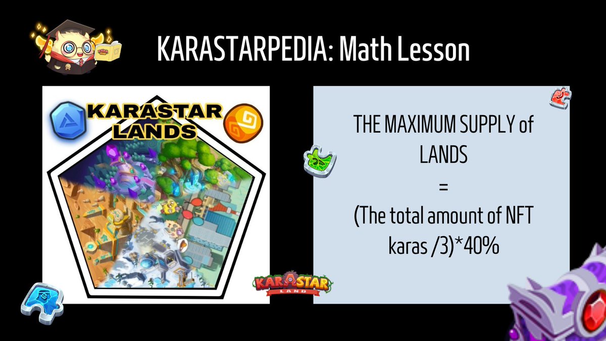 karastargamefi's tweet photo. 🌈KARASTARPEDIA -- Math Lesson
💥In the AMA we disclosed a critical message. 
👩‍🎓👩‍🏫Could you please calculate the maximum supply of our land?
😆We will reward the first good student for 40UMY!
Thanks to your art @alarcon_arlyn https://t.co/jmFv6yPl3v