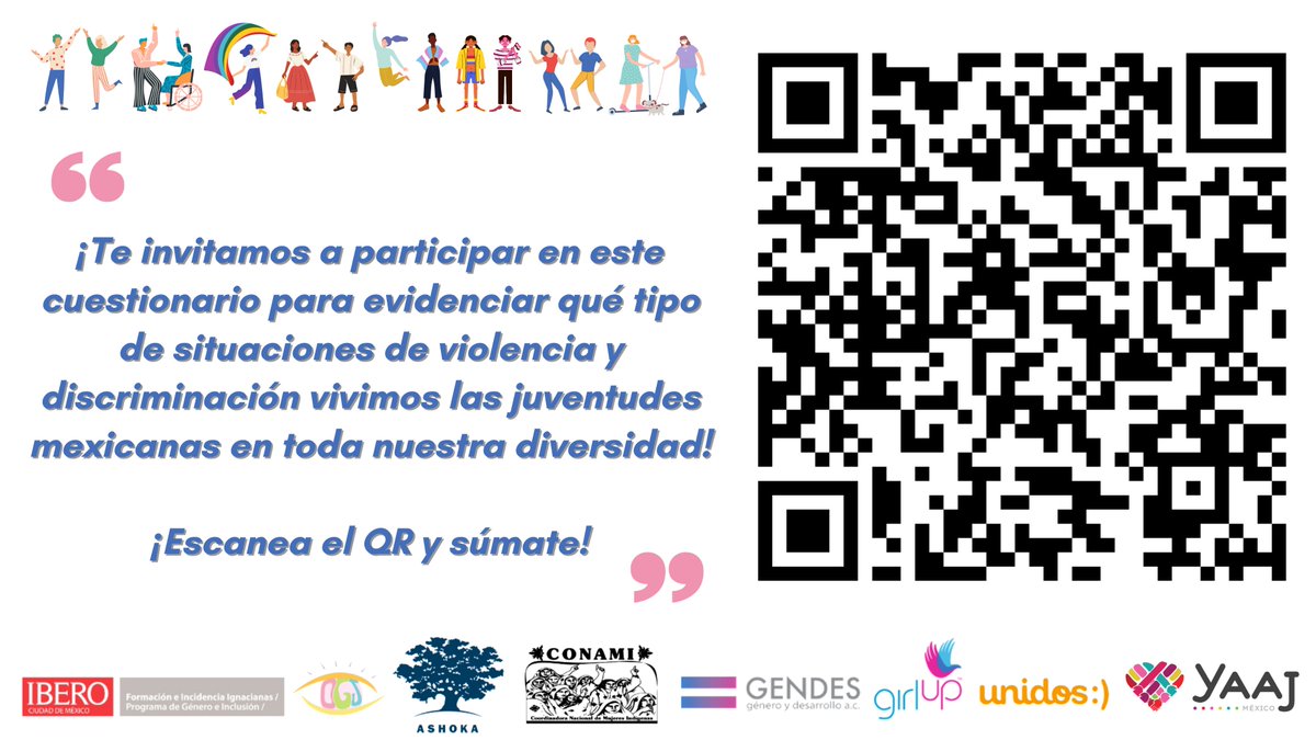 YaajMexico's tweet photo. #SÚMATE 🚨Responde y comparte este cuestionario para crear incidencias juntxs, para poner un ¡ALTO A LA VIOLENCIA PATRIARCAL!👊

Un esfuerzo colaborativo con @IBERO_mx @Obsgenerojuven @Genero_Ibero @ashoka_mcc @ConamiM @GENDESAC @GirlupCDMX  #UnidosCdMX

🔗https://t.co/H6edDhJiJp https://t.co/wdvk4u4hKK
