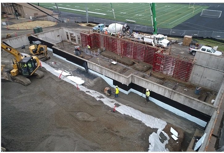 VPS_ReSchools's tweet photo. Busy construction times for @CRHeadofSchool and his team at River. Underground sanitary, electrical, concrete exterior wall pour, west basement walls waterproofing, insulation and backfill in the 800 wing. #vpsamazing https://t.co/Toxk3wRtY8