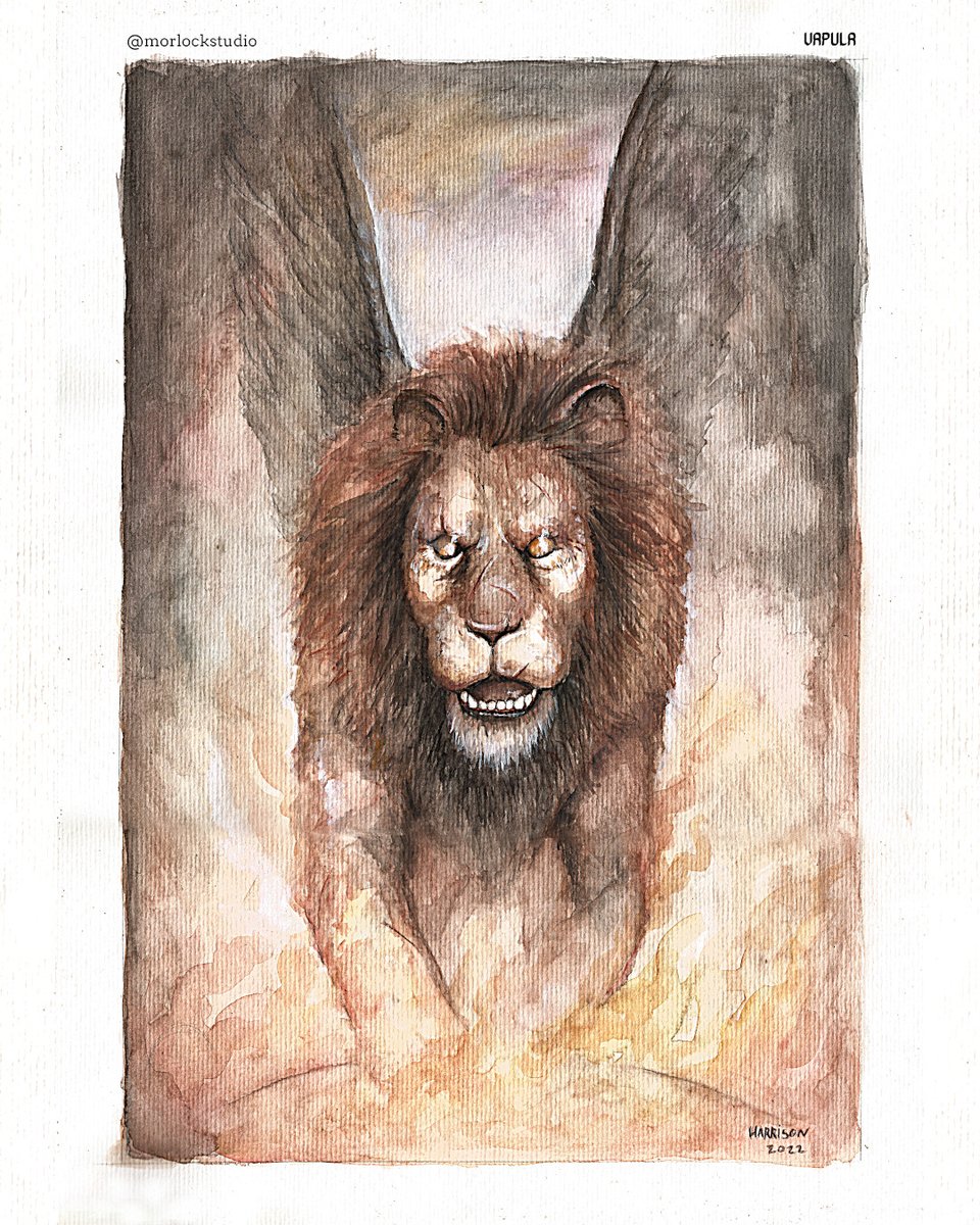 morlockstudio's tweet photo. #Vapula, ou #Naphula é o Sexagésimo Espírito da #ArsGoetia e um Poderoso Duque. Ele aparece na forma de um #Leão com asas de #Grifo. Governa 36 legiões de #espíritos.
#goetia #watercolor #watercolorpainting https://t.co/ijDeERyBmy