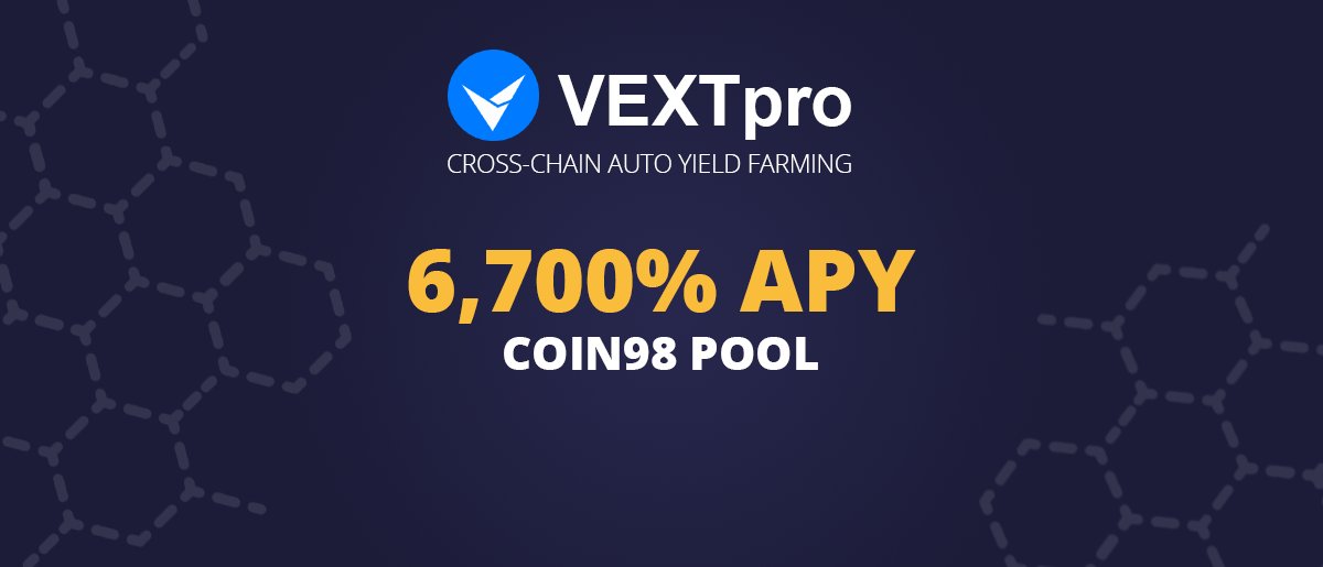 Farm #Coin98 token on the #VEXT and get passive income from today🔥

Come farm 👇
vext.pro/farming/0xaec9…

<a href="/coin98_wallet/">Coin98 Super Wallet</a> #cake #usdc #tether #DeFi #BSC #blockchain #crypto #nft #yearn #farm #apy #coin98_wallet #binance