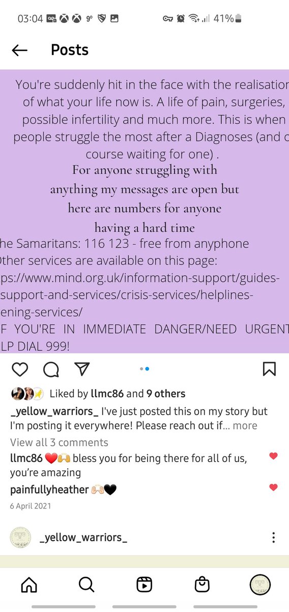 WarriorsYellow's tweet photo. Yes it's an old instagram post but its still 100% relevant now! Too many of us are struggling. #endometriosis #SuicideAwareness #endoawareness #endo https://t.co/kXszDiuJBg
