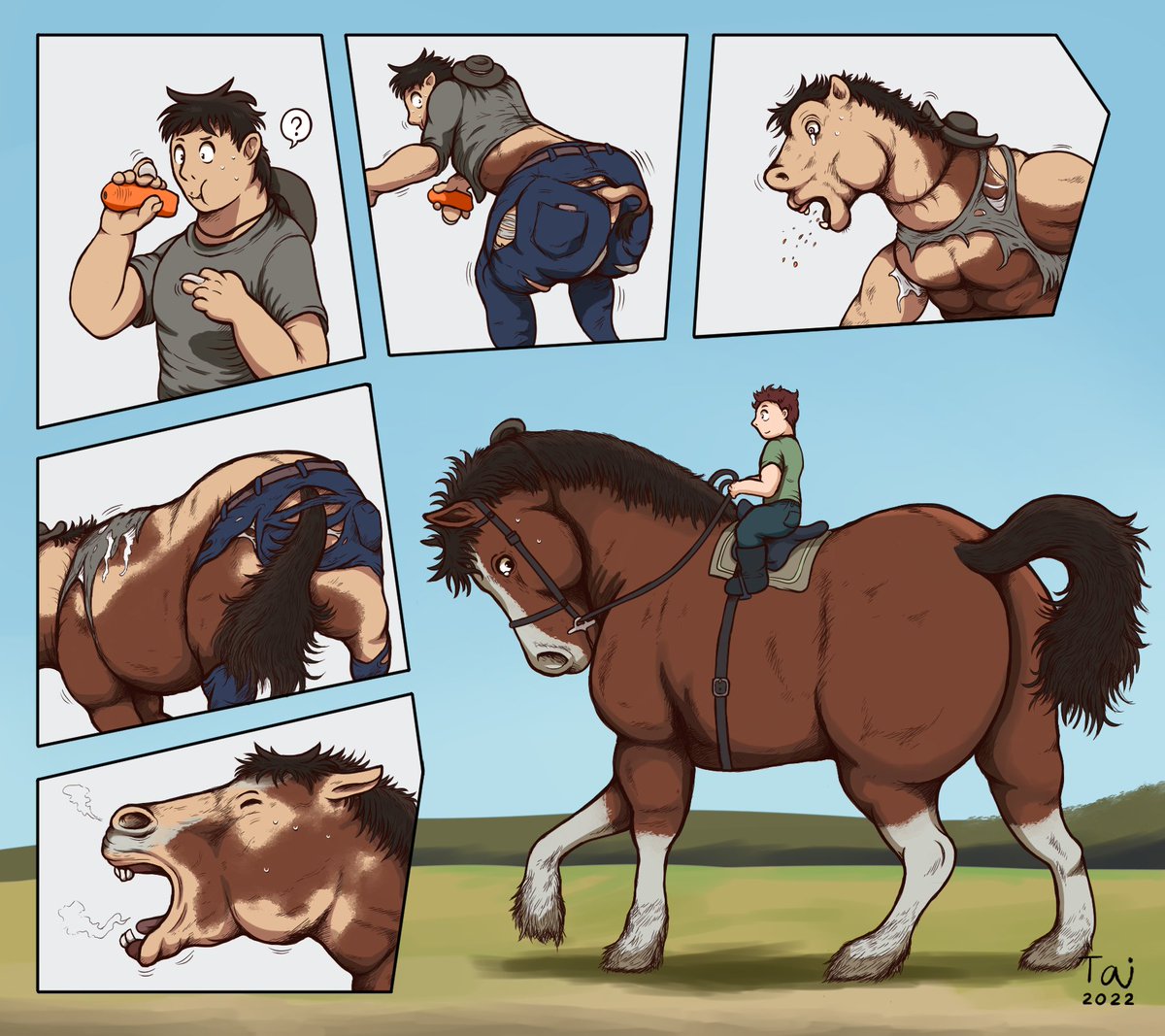 Clydesdale horse TF sequence for @bean_onion patreon.com/taitora #Transfur....