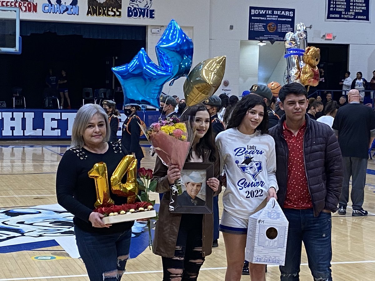 FJORDAZ's tweet photo. Bowie H.S. celebrates our AWESOME PLAYOFF BOUND Lady Bears during Senior Night!!! Great job ladies we are OSO PROUD of all of you!!! 🐻🐻🐻💙💙💙 #iamepisd https://t.co/ZZJlJqngLa