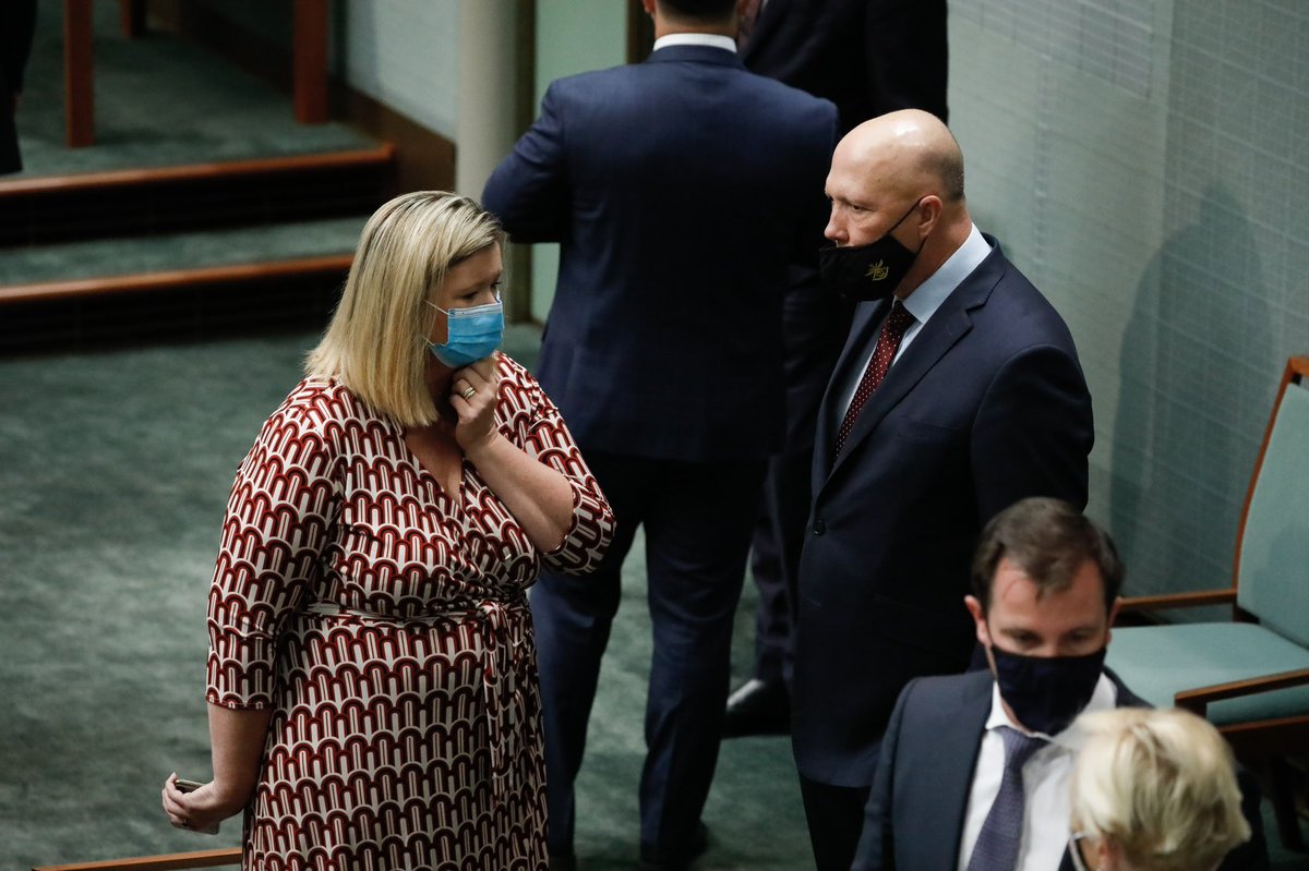 ACTcameramatt's tweet photo. Liberal MP Bridget Archer seen in the chamber talking with colleagues this morning. #auspol https://t.co/sgxBXxYV9g