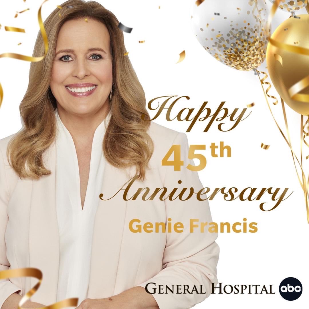 belindasLAmusic's tweet photo. Happy Anniversary Genie. 45 Years. We love you as a Laura. You are one of the reasons the show is still on the air and we Thank You. .⁦@GenieFrancis⁩ .⁦@GeneralHospital⁩  #GH #GenieisGH #GH55 #Genie45 https://t.co/HD49uue2iM
