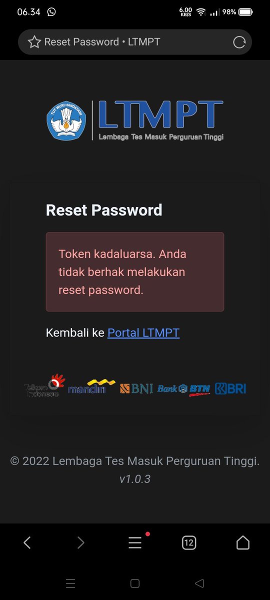 Opankers2's tweet photo. @ltmptofficial Mohon solusinya Sy melakukan reset pasword, tapi email yg masuk bahwa token kadaluarsa.  Mohon kita petunjuk selanjutnya. https://t.co/mwzYwhz3Y5