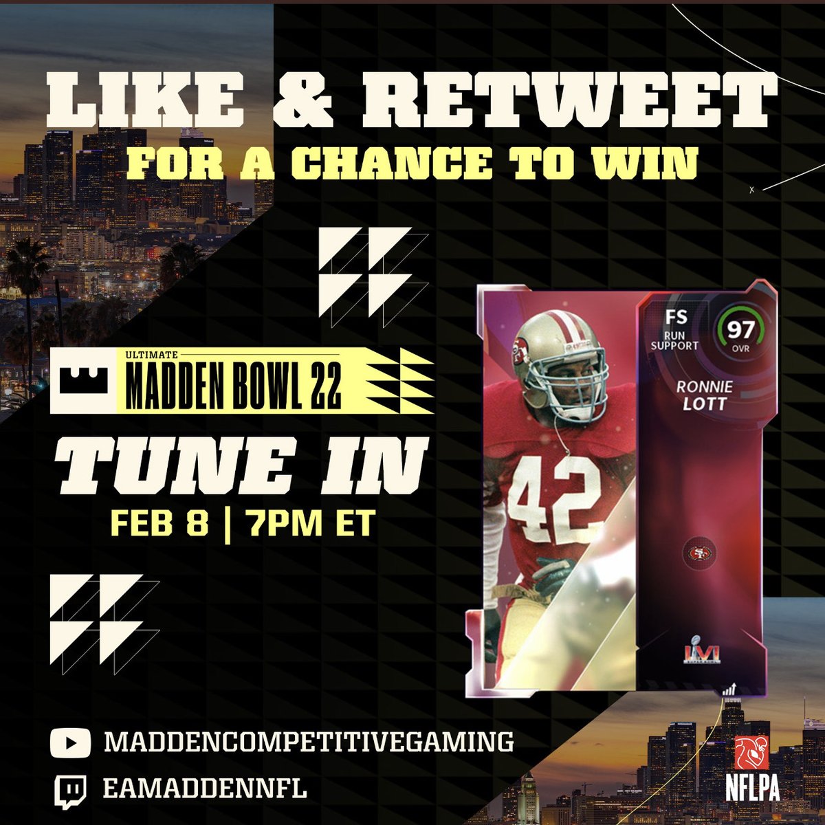 Yoooo in 1 HOUR WE ARE LIVE. Giving away a Ronnie Lott must do these things!  RT, Follow, and Comment with #UltimateMaddenBowl for a chance to win.  Reminder tonight’s broadcast starts at 7PM ET.