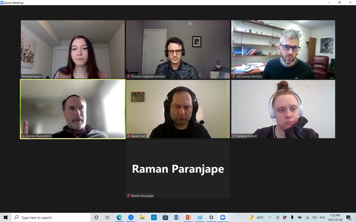 DrThomasHadjist's tweet image. Congratulations to @RStopyn on her successful doctoral proposal defense. She will be lab testing an automated computer vision system aimed at detecting pain behaviour @AGEWELL_NCE @Babak_Taati @UofRegina @FGSR_UofR