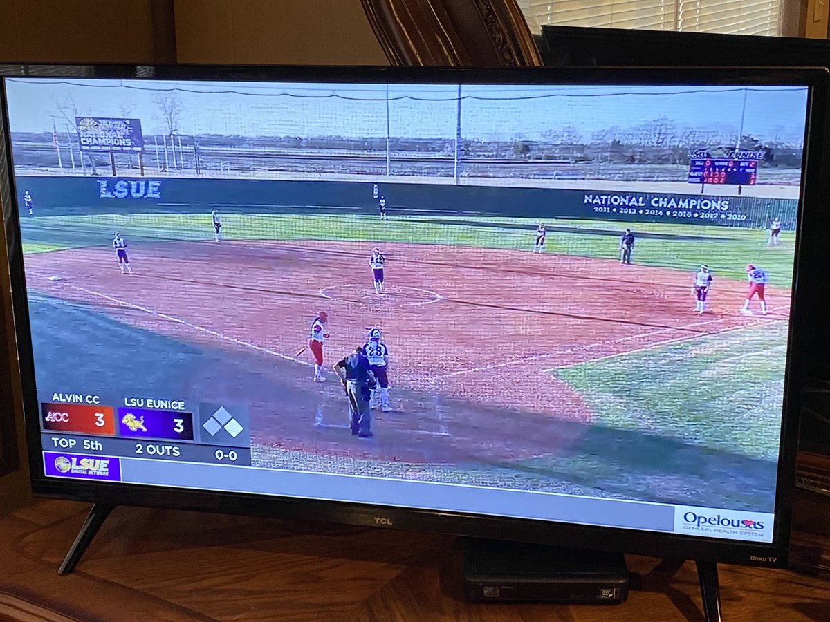 CoachJGonzales's tweet photo. Made it home and now I get to catch the end of game 2 of @LSUEBengalsSB from my bedroom TV using the new LSUE Digital Network!! #LSUExcellence #GeauxBengals https://t.co/BoLvrdhTK4