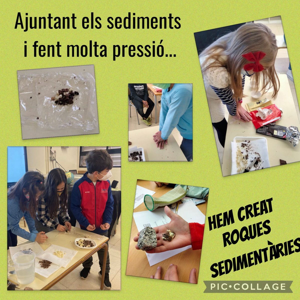 escolaelshorts's tweet photo. Com es formen les roques? Els nens i nenes de cicle mitjà experimenten amb xocolata. Ratllem, pressionem, desfem, refredem...i roques sedimentàries, metamòrfiques i magmàtiques. Genial!!
#femciencia #experimentacio
#innovacio #XarxesperalCanvi
#roquesiminerals https://t.co/WhJ1FZ0qbE