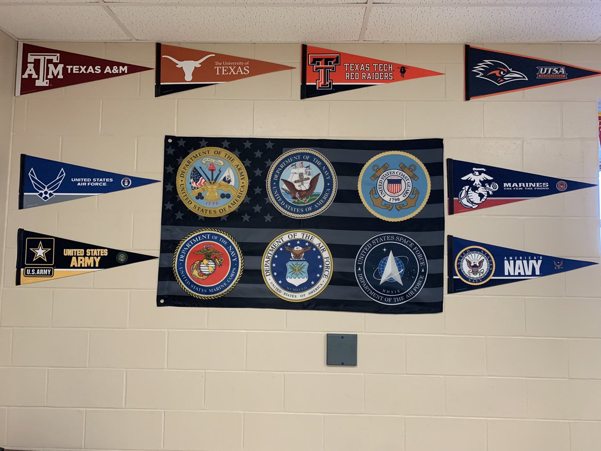 nisdhgms's tweet photo. Thank you to our fabulous PTA and members for the Gladiator Grant to purchase military decor for our AVID classroom!! My first student to see it told me she was so excited because she wants to go into the military! ❤️ @NISDGarcia @NISD_AVID #exploringpaths https://t.co/wuPKwMvfR2