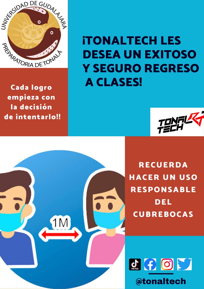 Tonaltechmx's tweet photo. Racers!! Les deseamos un exitoso y seguro regreso a clases presenciales!!
Hagamos un uso adecuado del cubrebocas para cuidarnos los unos a los otros! Recuerden: Todos somos Tonaltech 🏁🏎️💨🏁
#regresoaclases #todossomostonaltech #tonaltech #f1 #f1inschools https://t.co/NNJhdxGKBr