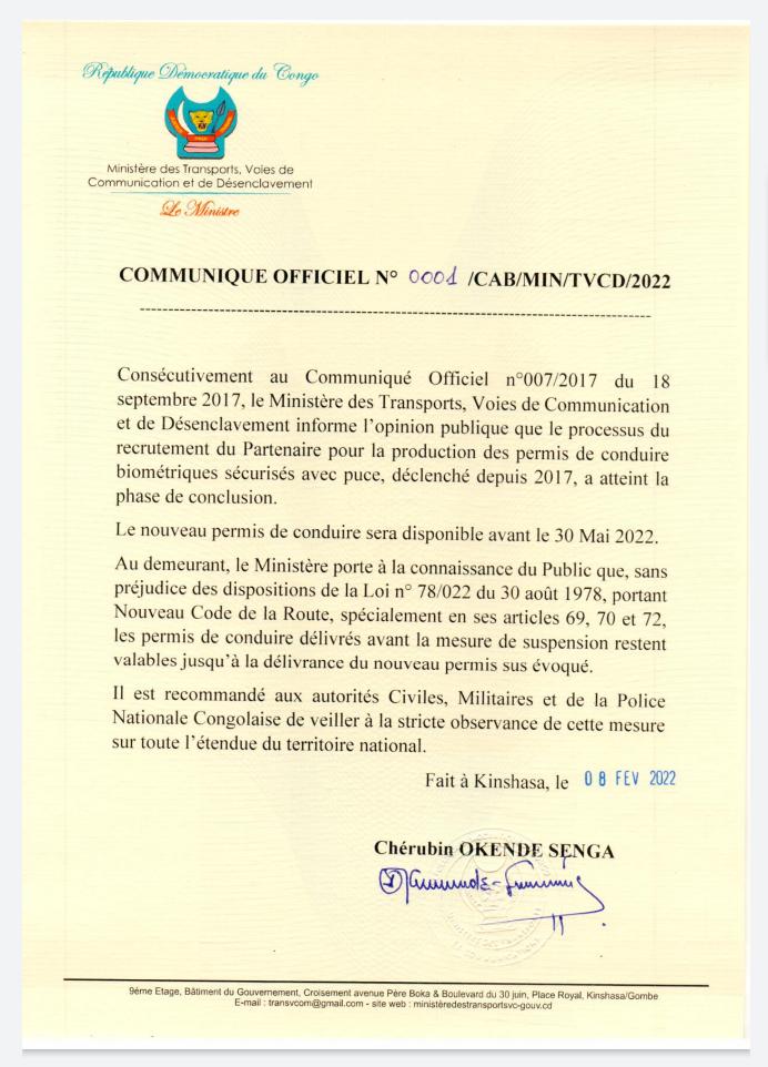 rkitsita's tweet photo. #RDC: Le nouveau permis de conduire sera disponible avant le 30 mai 2022 . https://t.co/BK2Ucb7zMu