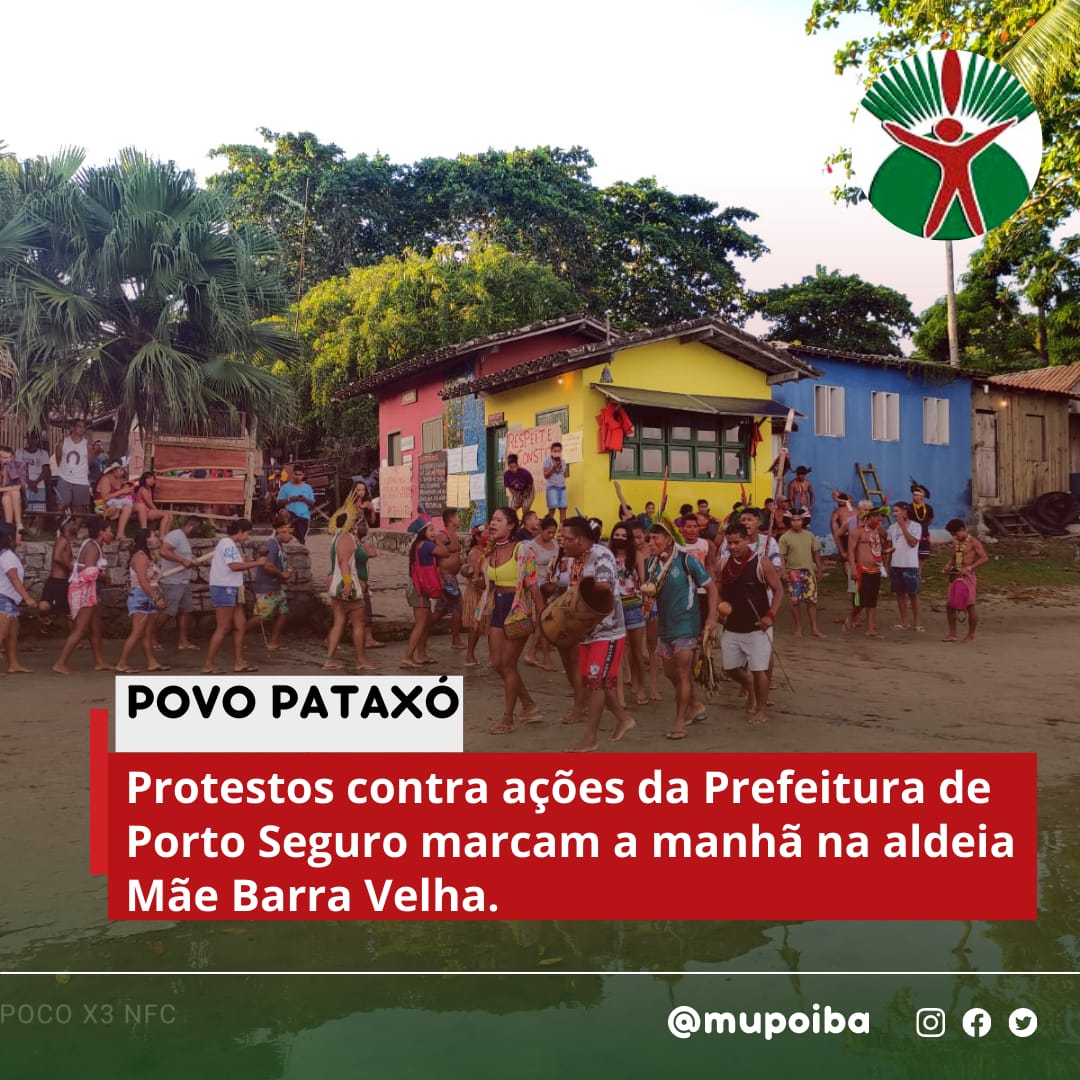 mupoiba's tweet photo. Nesta terça feira (08) de fevereiro, indígenas do Território Barra Velha, município de Porto Seguro/BA, protestam contra a Gestão Municipal de Porto Seguro, prefeito Jânio Natal, pelo Decreto Municipal, nº. 12.337/2021, de restrição de trânsito e atividade de veículo motorizado. https://t.co/SWleDXC2ER