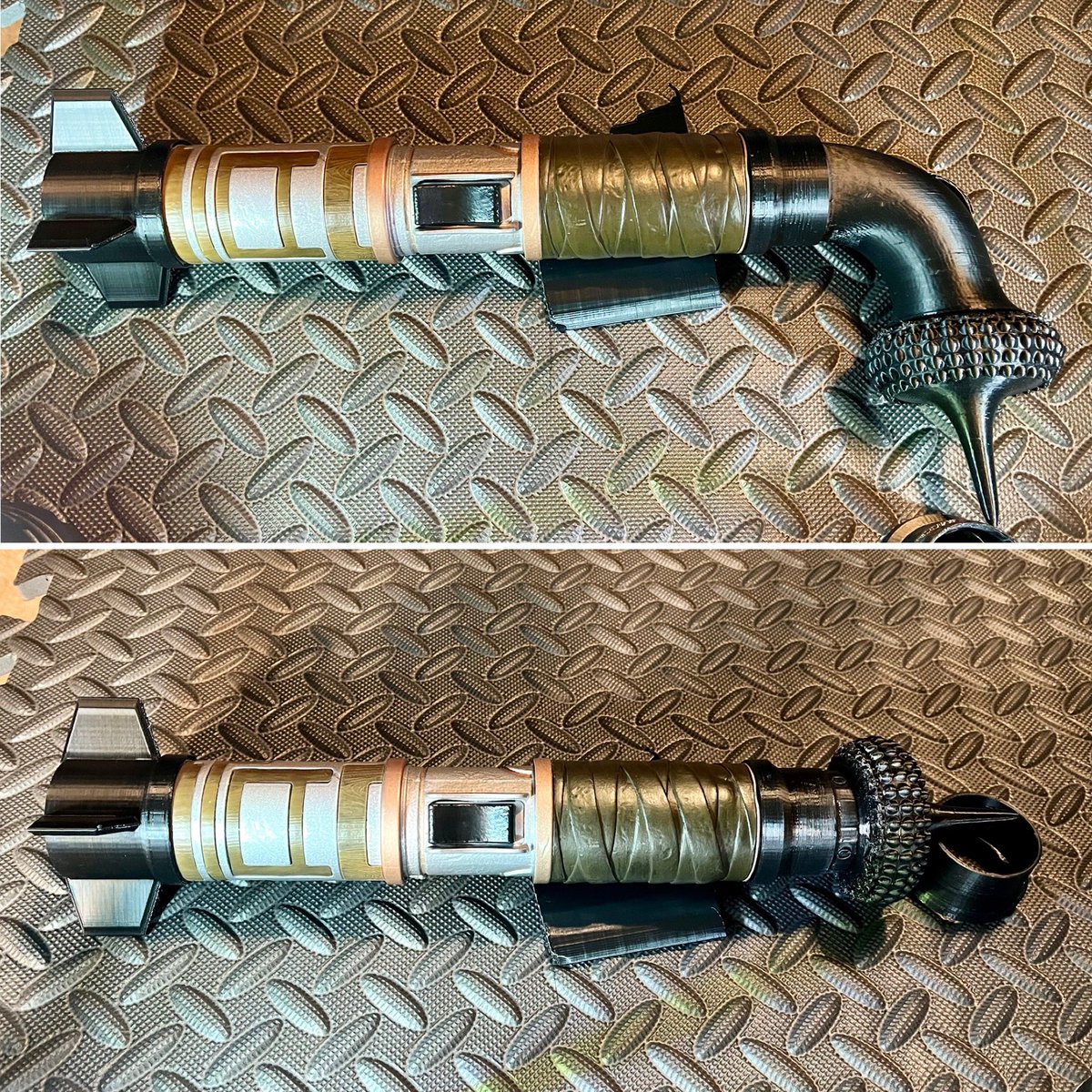 IAmGeekShow's tweet image. Work in Progress ! Here is the Tusken Raider/Boba Fett Savi’s hilt I have been working on. Let me know which version you like and May The Force Be With You! #savisworkshop #galaxysedge #lightsaber #BookofBobaFett #tuskenraider #batuu #StarWars #DisneyPlus #Disney #BobaFett