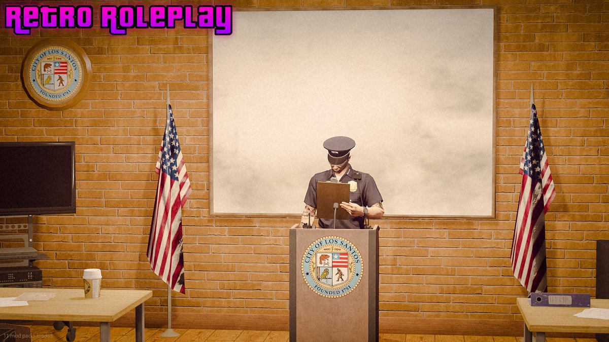 RetroRoleplay5M's tweet photo. Welcoming one of our two new station's to our server. This is our brand new Mission Row Police Station! Suiting so much more to our retro base and really enjoyed by our community. Made by @Gabz_V. Check our bio to join! https://t.co/prIHDhXxnB
