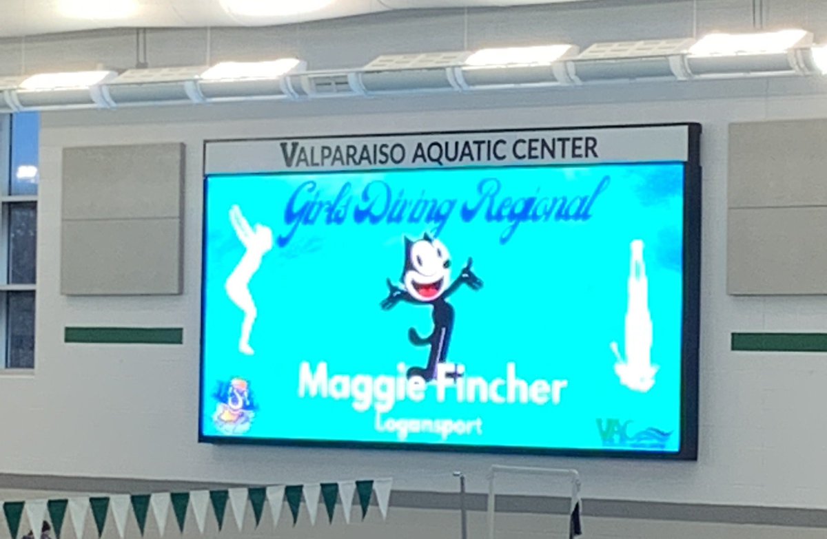 Good Luck Maggie Fincher. She is competing in the diving regionals at Valparaiso!!