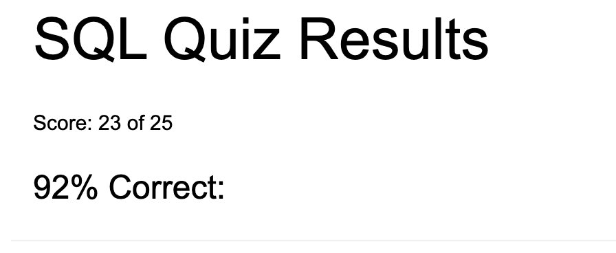 _joefields1's tweet photo. Took a Quiz on W3Schools just now after learning the SQL. Not as difficult as I thought it would be. #SQL #DataAnalytics #BlackTechTwitter #BIGLIT https://t.co/YGDDXzCvuw