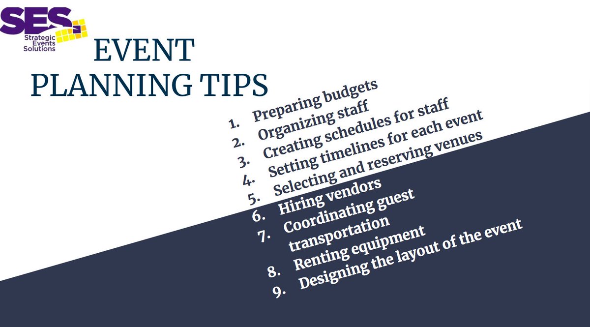 SESEvents's tweet photo. Here is some easy tips that can make things a tiny bit easier when it comes to Event Planning.
#TUESDAYTIPS #SESEVENTS #SES #SESSOLUTIONS #STRATEGICEVENTSSOLUTIONS
#2022 #SUCCESS #KEEPPUSHING #FRIDAY #EVENTPLANNING https://t.co/YW7jZRHZ5e