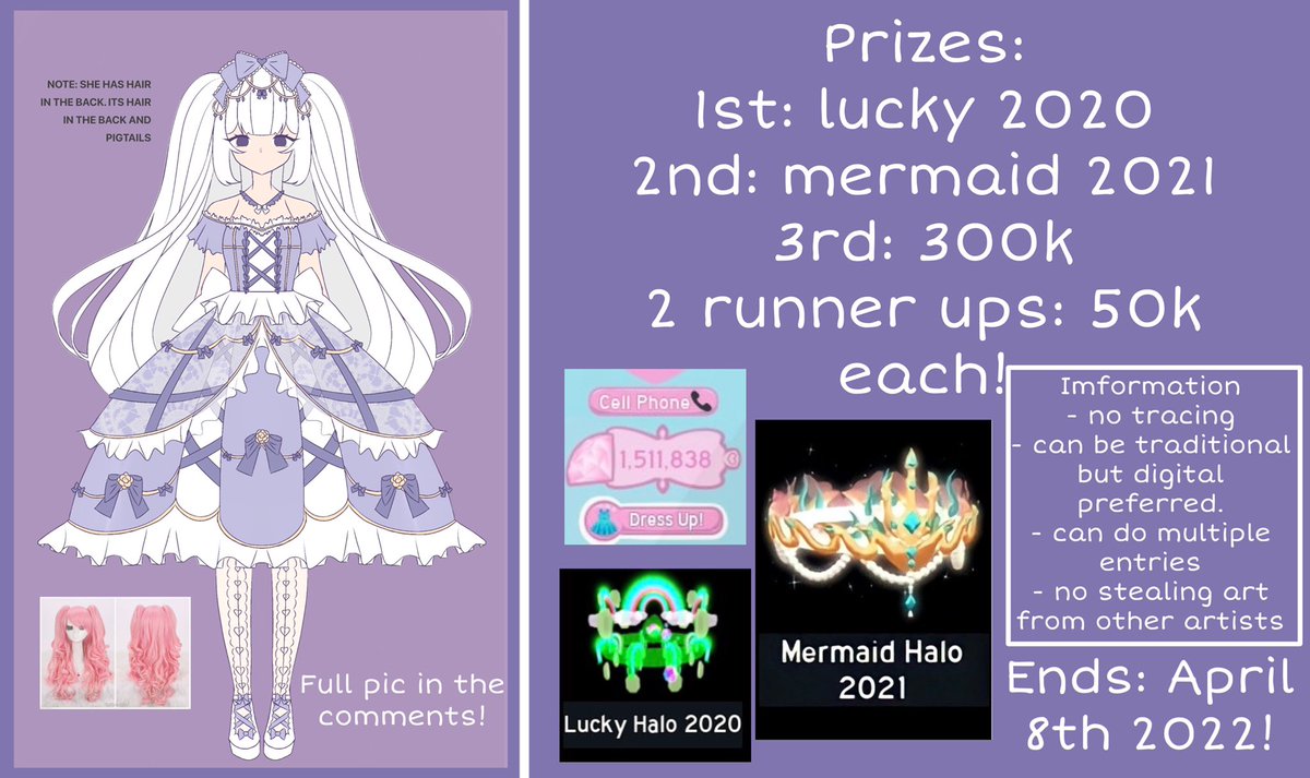 flxxfyxo's tweet photo. Floof’s Halo Art Contest! 2022 💜
-
All information and prizes are in the picture!
-
Please use #floofshaloartcontest !
-
All participants must follow the rules

#royalehigh #royalehighartcontest https://t.co/bDtZMm8jDK