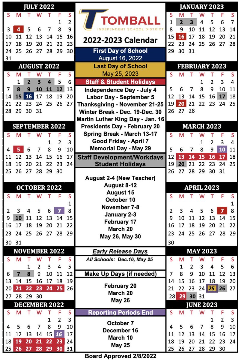 Tomball Isd Calendar 2022 2023 Tomball Isd's Tweet - "Mark Your Calendar! 🗓 .@Tomballisd Instructional  Calendars For 2022-2023 & 2023-2024 Have Been Approved By Our Board Of  Trustees. #Destinationexcellence Read More: " - Trendsmap