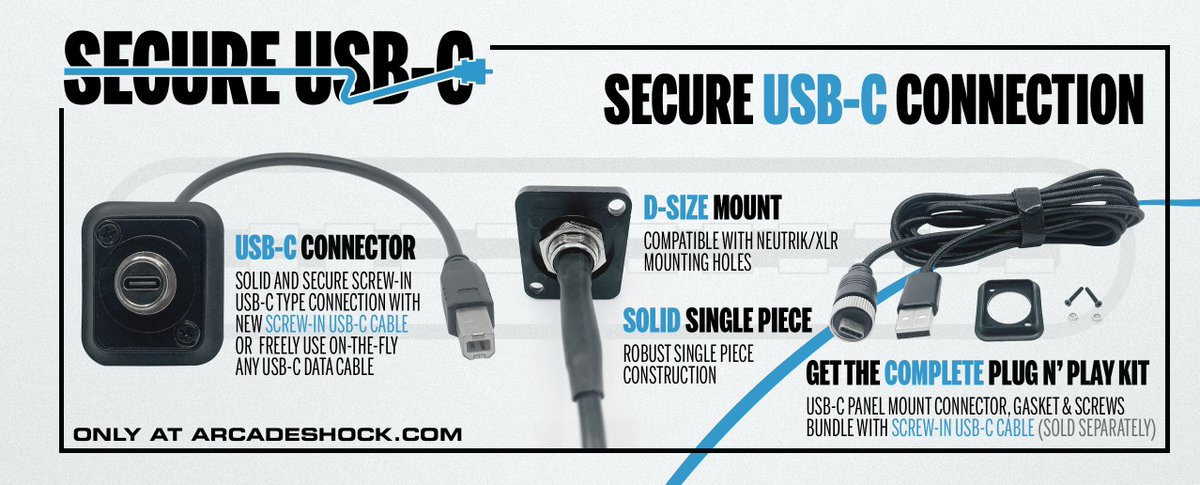 ArcadeShock's tweet image. FRESH NEW PRODUCT

USB-C Secure Connector Kit and USB-C Screw-On Replacement Cable

arcadeshock.com/search?q=usb+c…

No more "whoopsies, my USB-C cable disconnected." 

#arcadestick #USBC #USBCKit