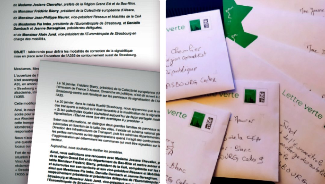 NuitDeboutStg's tweet photo. Lettre ouverte à la #préfète du Grand Est et du Bas-Rhin et à des élus dont M. #Bierry, pour demander une table ronde afin d'obtenir des garanties sur la correction de la signalétique mise en place avec le #GCO 🖇️ https://t.co/hJjWK0t3Id
#rendeznousstrasbourg #Strasbourg #Alsace https://t.co/zQb9QestpW
