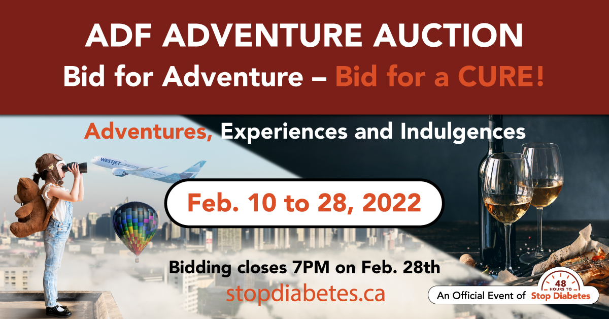 ADFDiabetes's tweet photo. With so many adventures to bid on, don’t miss the #AdventureAuction that starts in 2 days! Tune in to the #48HoursToSTOPDiabetesWebathon to see great prizes. All proceeds go towards a CURE. See you at noon on Feb 10! Visit https://t.co/zRu9tQmSof to register your bid! https://t.co/xFxmgjo62f
