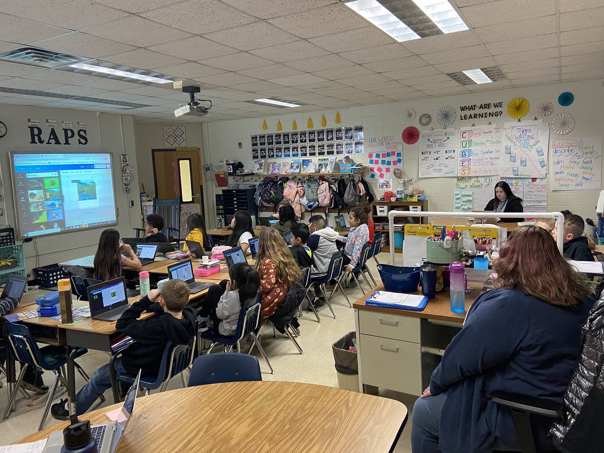 Mrs. Maddox's class welcomed <a href="/TheMerryHof/">Merry Hofmeister</a> into the classroom this week to teach them all about Canva! These 3rd graders loved creating posters about their favorite animal, and they have since further explored this awesome digital tool by creating a poster about fossilization!