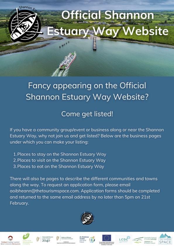 mailchi.mp/visitwestlimer… Now is the time to get Listed!!! The Shannon Estuary Way Website will go live soon and this is your last chance to be on it.